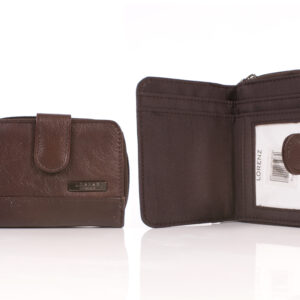 3710 RFID COW HIDE TWIN ZIP ROUND PURSE BROWN