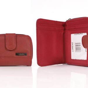 3710 RFID COW HIDE TWIN ZIP ROUND PURSE RED