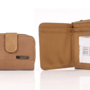 3710 RFID COW HIDE TWIN ZIP ROUND PURSE TAN