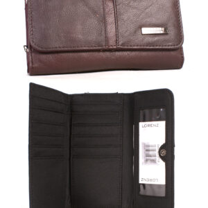 3719 BURGANDY RFID - 17CM DOUBLE SIDED COW HIDE PURSE