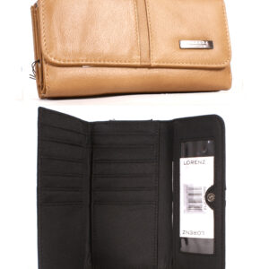 3719 TAN RFID - 17CM DOUBLE SIDED COW HIDE PURSE