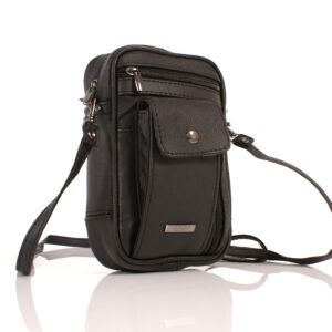 3728 BLACK COW HIDE GENTS WRIST PURSE