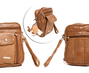 3728 TAN COW HIDE GENTS WRIST PURSE