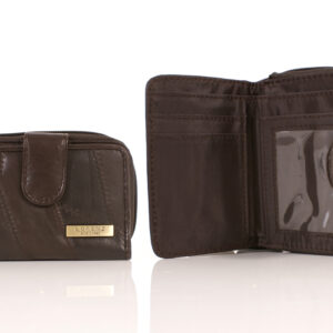 4621 BROWN TWIN ZIP ECONOMY PATCH PURSE WALLET