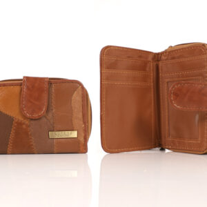 4621 TAN TWIN ZIP ECONOMY PATCH PURSE WALLET