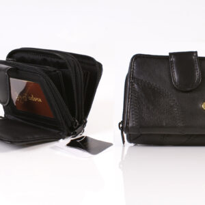 4812 BLACK TWIN ZIP PATCH ROUND PATCH PURSE WITH PASS POCKET