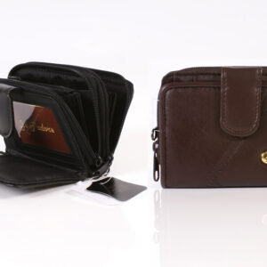 4812 BROWN TWIN ZIP PATCH ROUND PATCH PURSE WITH PASS