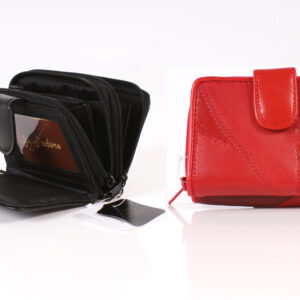 4812 RED TWIN ZIP PATCH ROUND PATCH PURSE WITH PASS