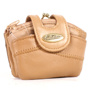 4974 BEIGE PATCH DOUBLE ZIP & FRAME PURSE