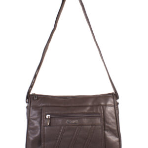 5862 PU TWIN TOP ZIP BAG WTH BK & FRNT ZIP DARK BROWN