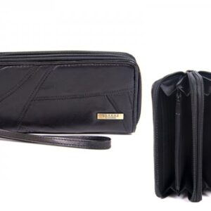 4618 TWIN ZIP ECONOMY PATCH PURSE WRIST STRAP BLACK