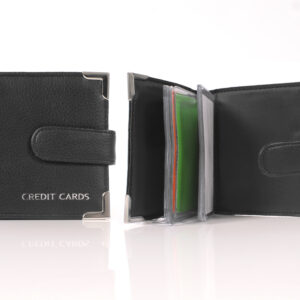 7310 BLACK GRAINED PU 20 LEAF C.CARD CASE WITH TAP